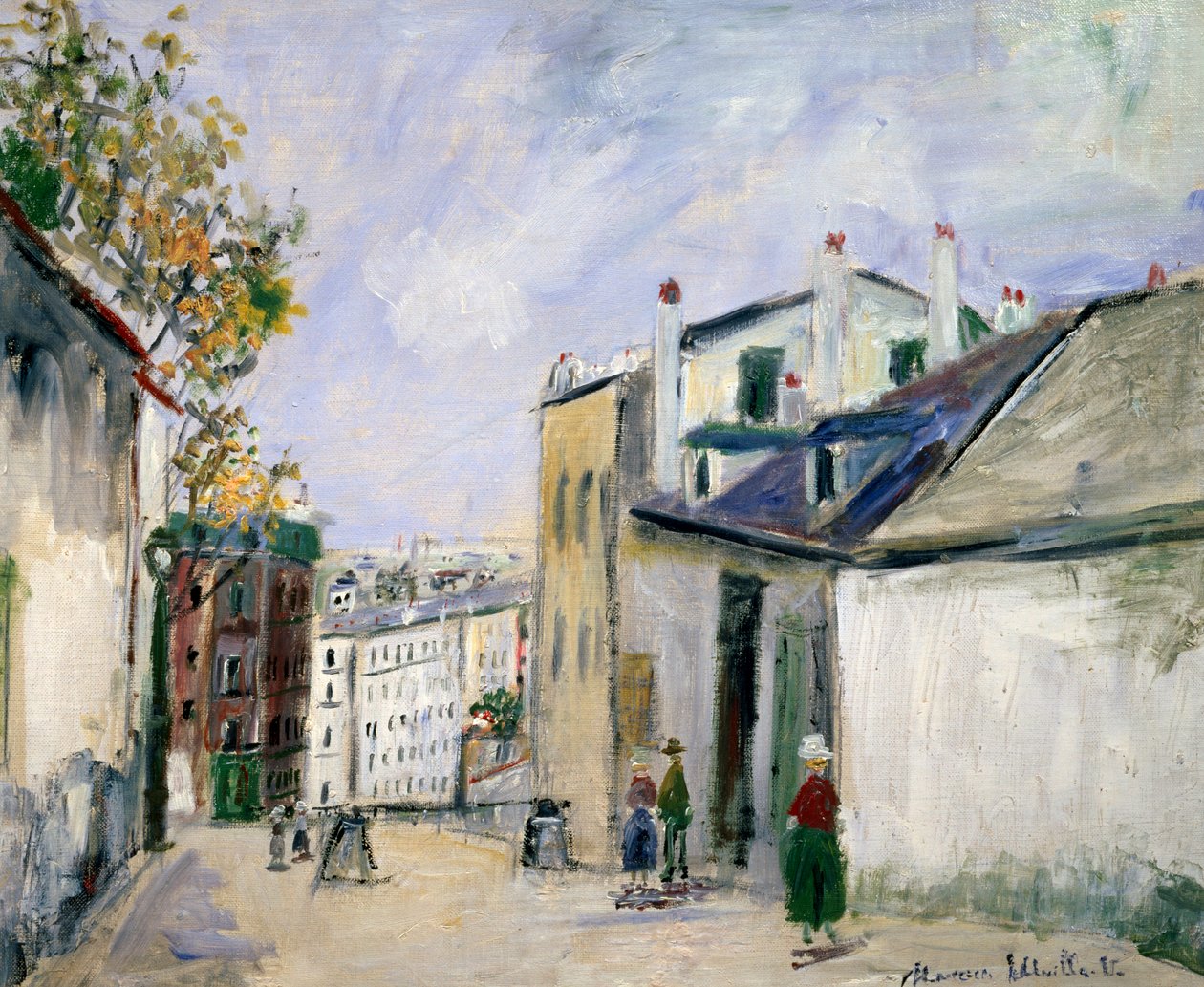 Gatubild från Montmartre, Paris (olja på duk) av Maurice Utrillo