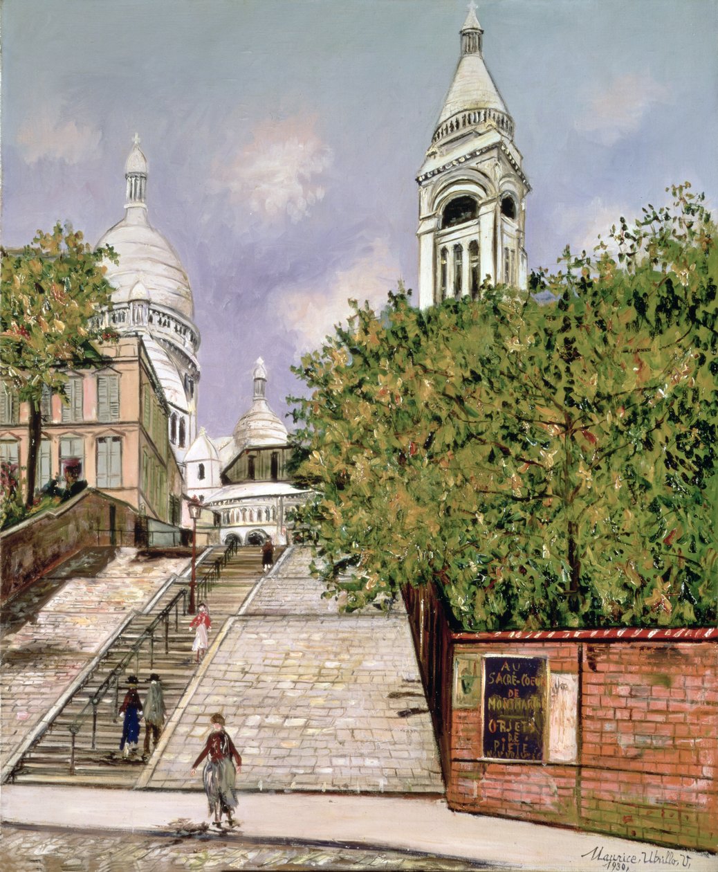 Trappan till Sacré-Cœur, Montmartre av Maurice Utrillo