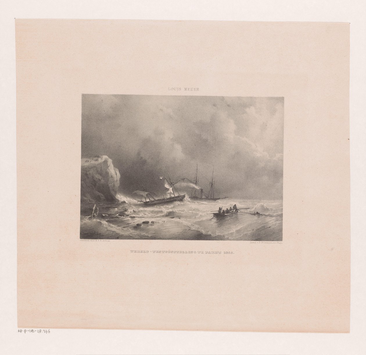 Båtar i nöd under en storm på havet av Maurits Frederik Hendrik De Haas