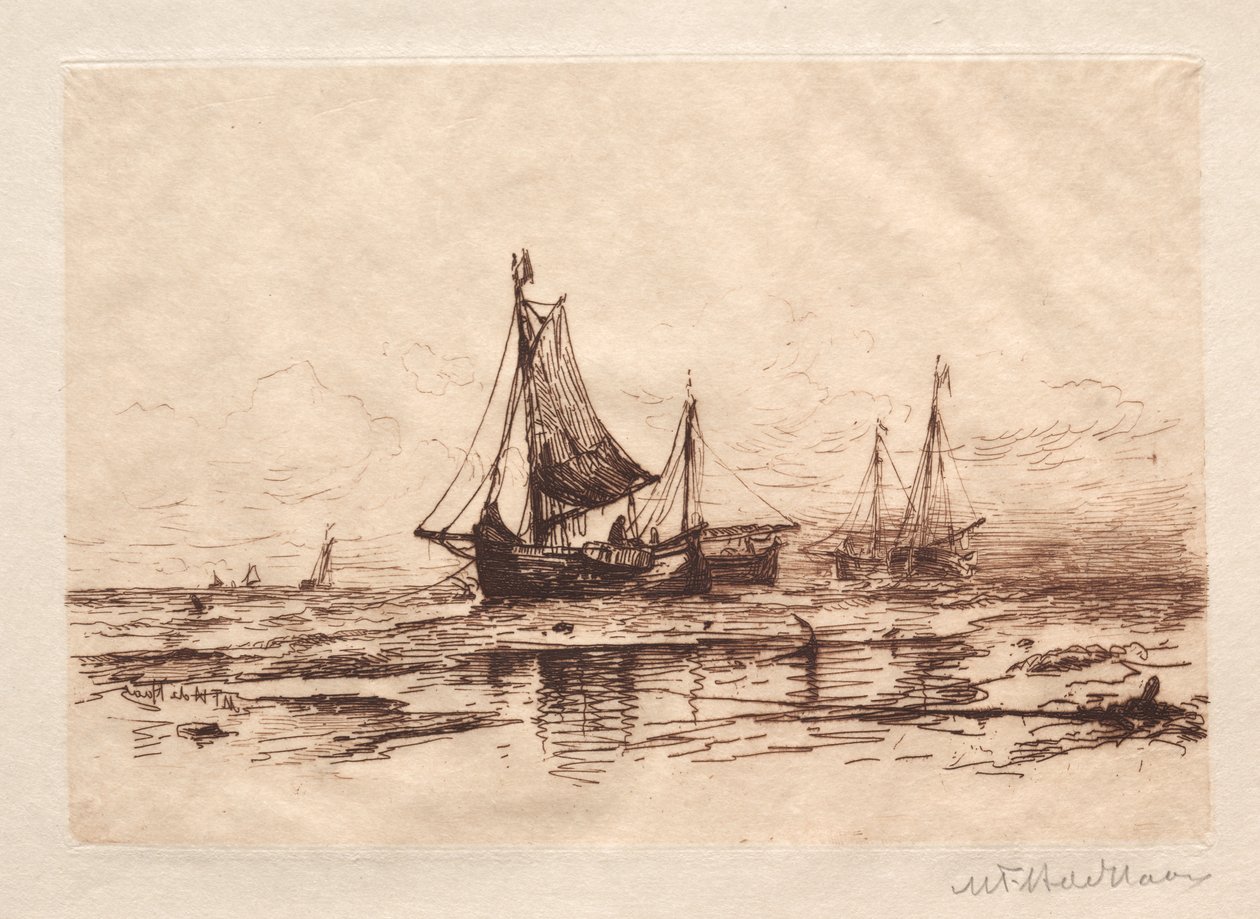 Fiskebåtar på stranden i Scheveningen av Maurits Frederik Hendrik De Haas