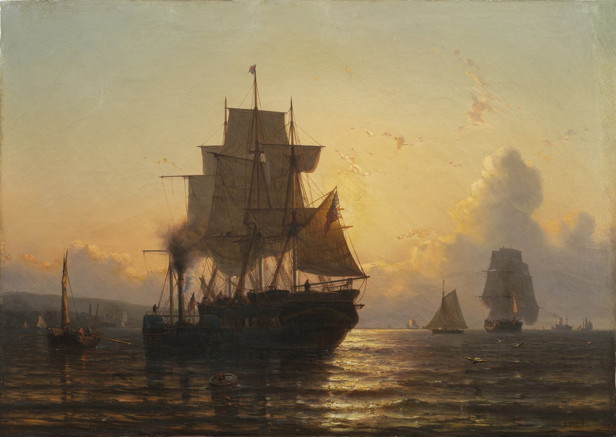 Tropisk solnedgång till sjöss, 1861 olja på duk av Mauritz Frederik Hendrik De Haas