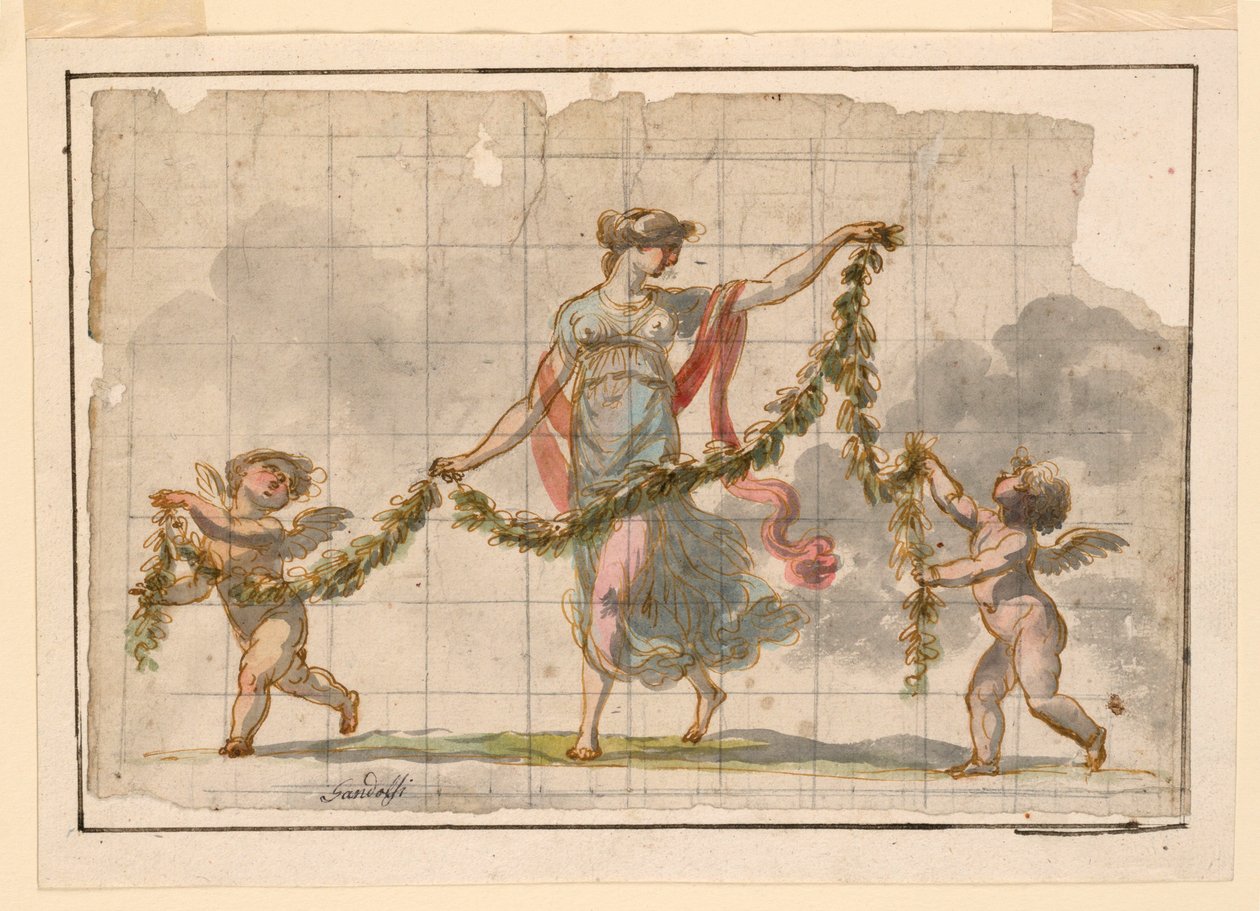 Teckning, väggmålning, ca 1820 av Mauro Gandolfi