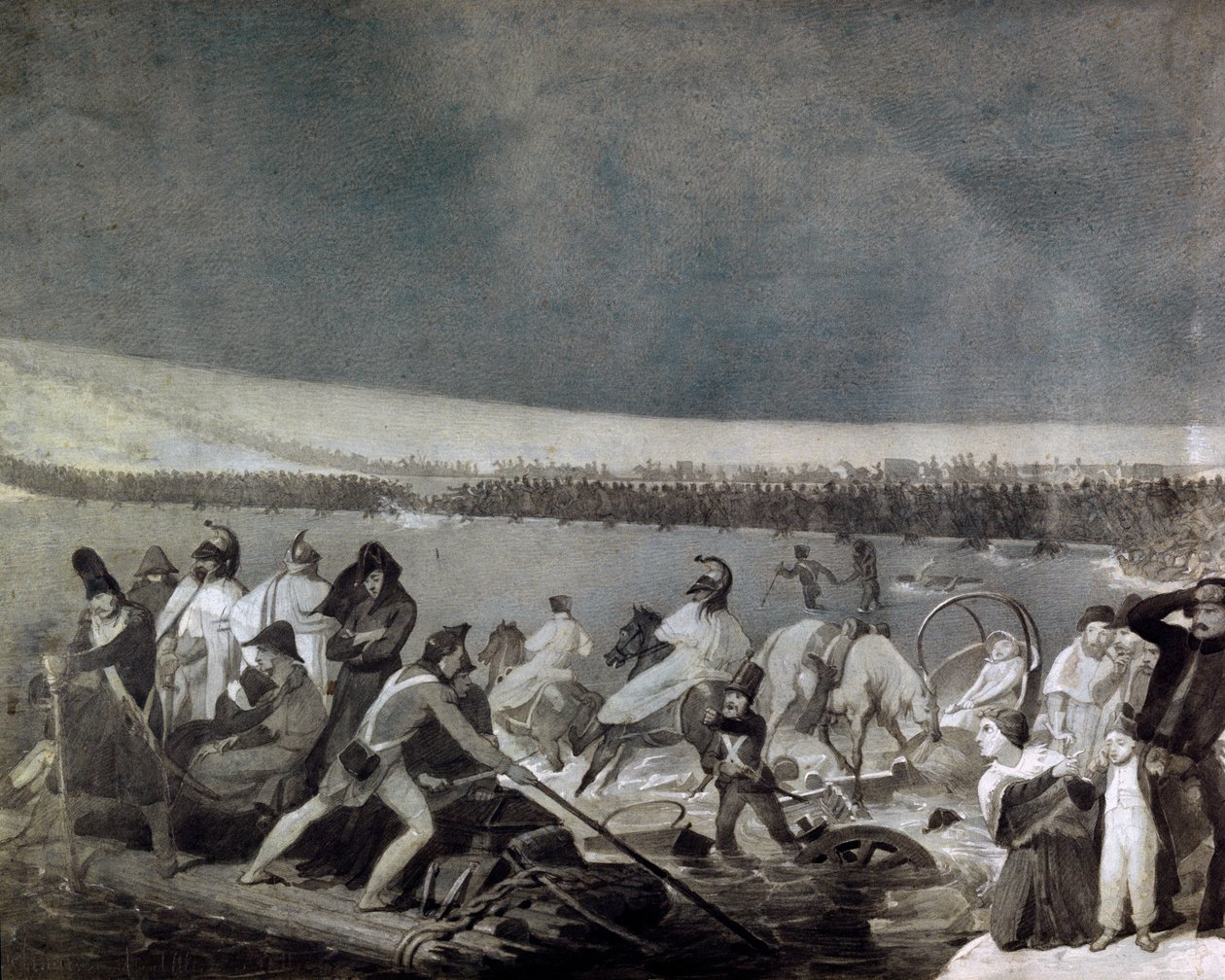 Retreat från Ryssland (1812): "" passagen av Beresina (Berezina) av den franska armén den 28 november av Mauro Conconi