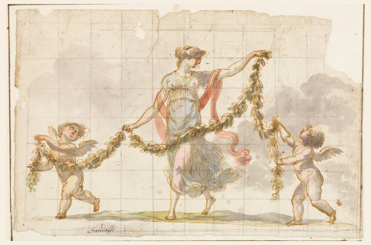 Teckning, Väggmålning, ca 1820 av Mauro Gandolfi