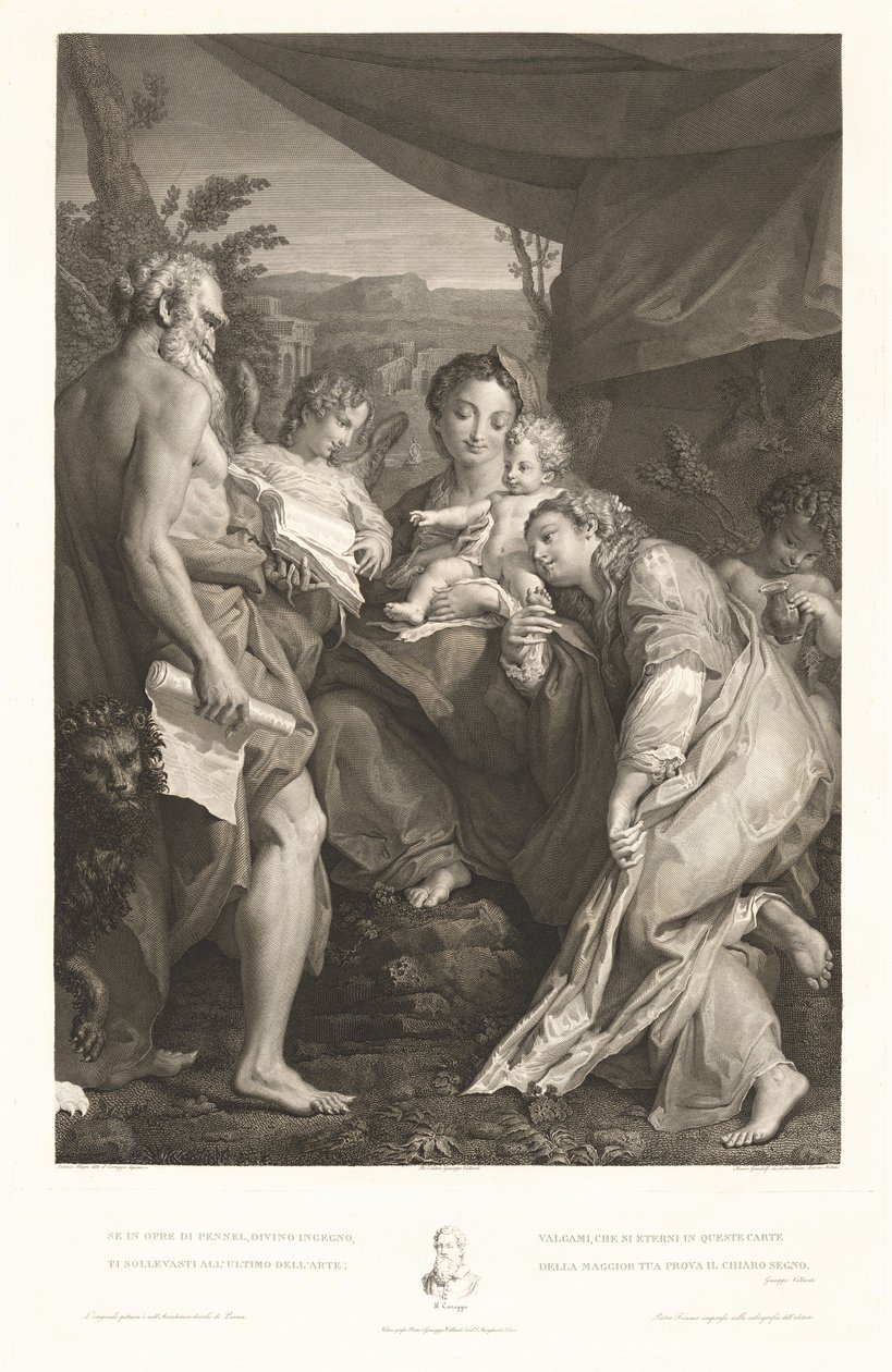 Jungfru och barn med de heliga Jerome och Katarina och en ängel av Mauro Gandolfi, after Correggio