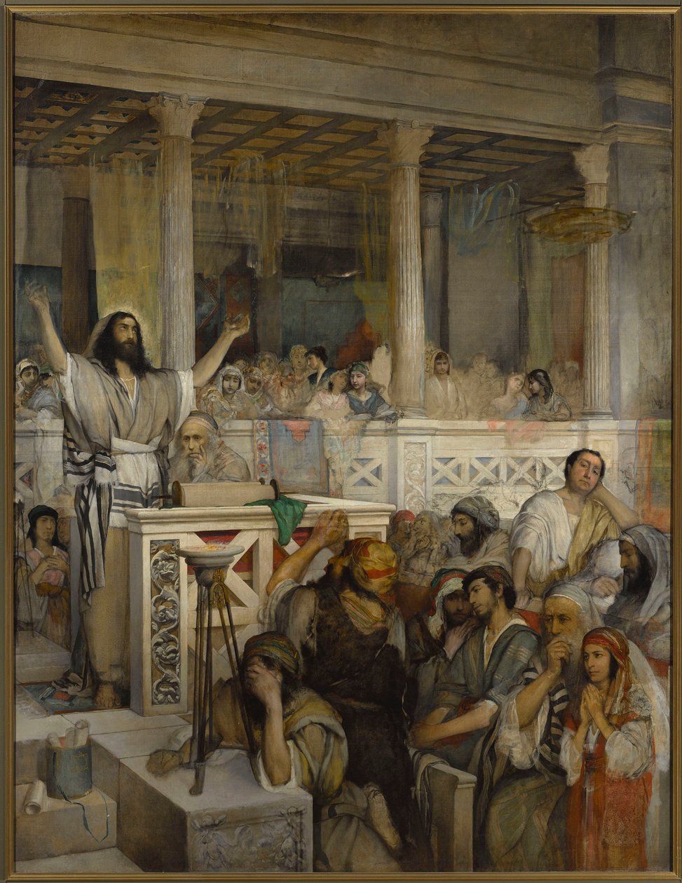 Le Christ prechant a Capharnaum - Kristus predikar i Kapernaum - Maurycy Gottlieb (1856-1879). Olja på duk av Maurycy Gottlieb