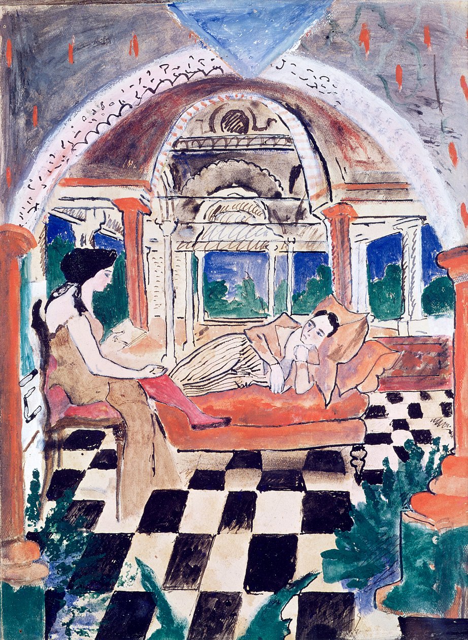 Apollinaire och hans musa (wc und gouache på papper) av Max Jacob