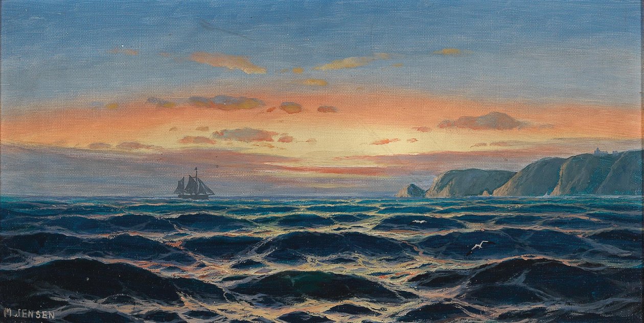 Sailing Ship by the Coast in the Evening Light av Max Jensen