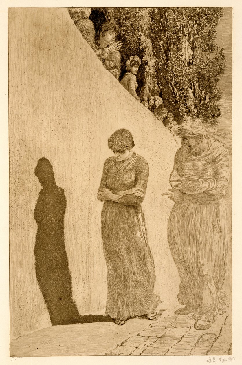Schande, från Eine Liebe Opus X, 1880-87, publicerad 1903 (etsning med gravyr och akvatint) av Max Klinger