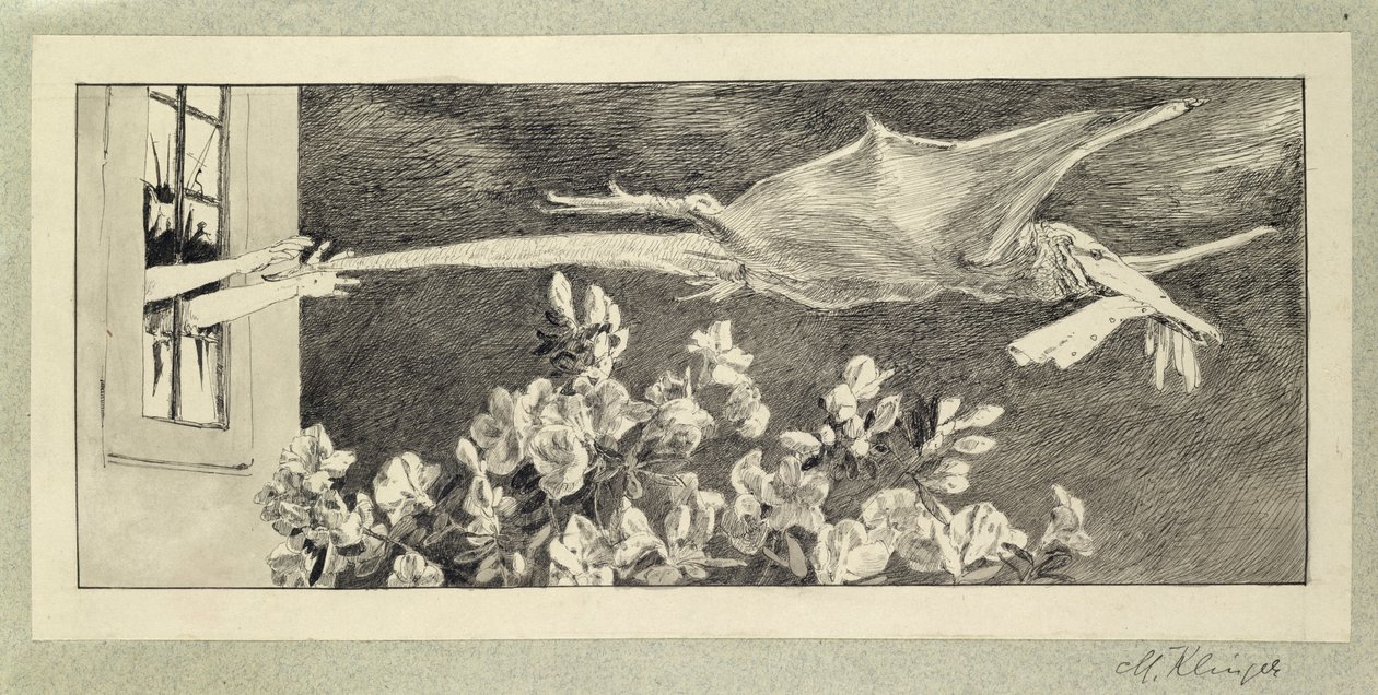 The Seizure, från "Paraphrase on the Discovery of a Glove", pub. 1881, 1878 (indisk bläcktvätt och penna på papper) av Max Klinger