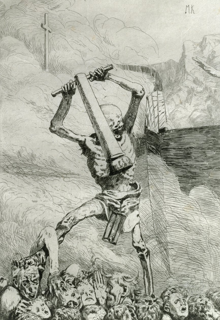 Tredje framtiden, plansch 6 från "Eve and the Future", Opus III, publicerad 1880. av Max Klinger