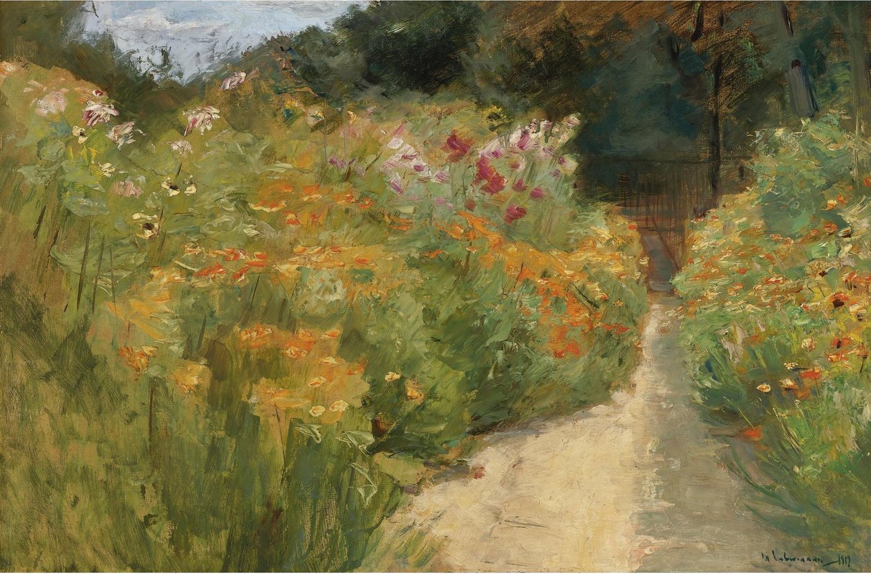 Blumenstauden im Wannseegarten av Max Liebermann