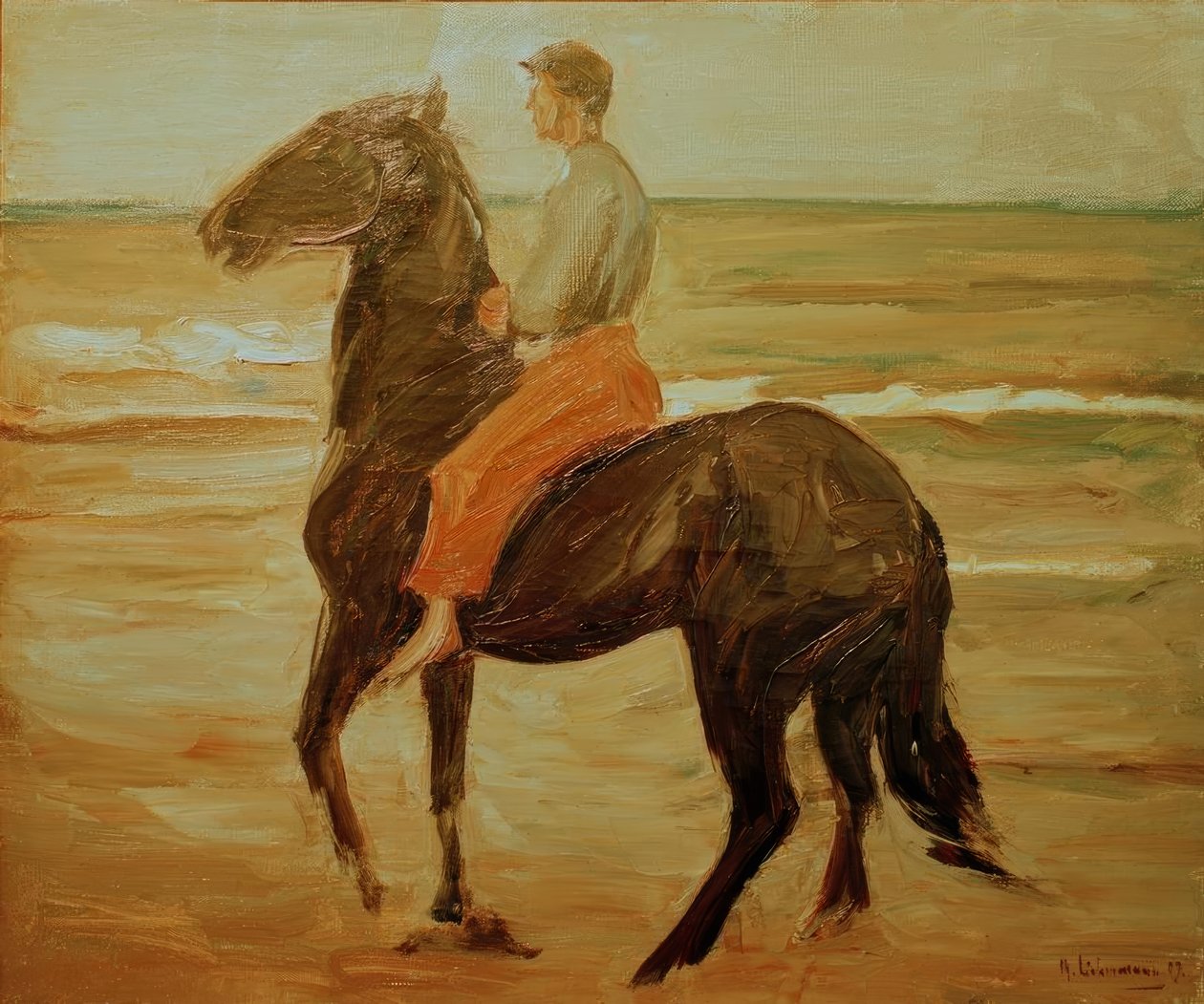 Ung ryttare - brudgum på stranden av Max Liebermann