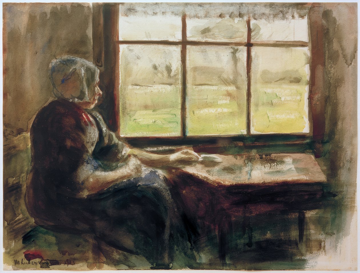 M.Liebermann, holländsk kvinna vid fönstret av Max Liebermann