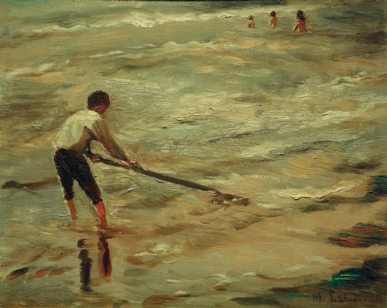 Musselfiskare - Grå havet, Studie av Max Liebermann
