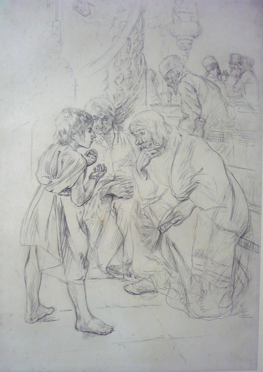 Skizze zu Der zwölfjährige Jesus im Tempel av Max Liebermann