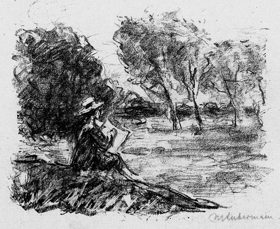 Zeichnender Jüngling in der Landschaft av Max Liebermann