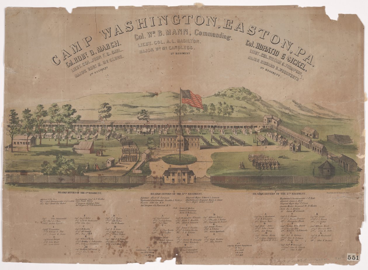 Camp Washington, Easton, PA (chromolitho) av Max Rosenthal