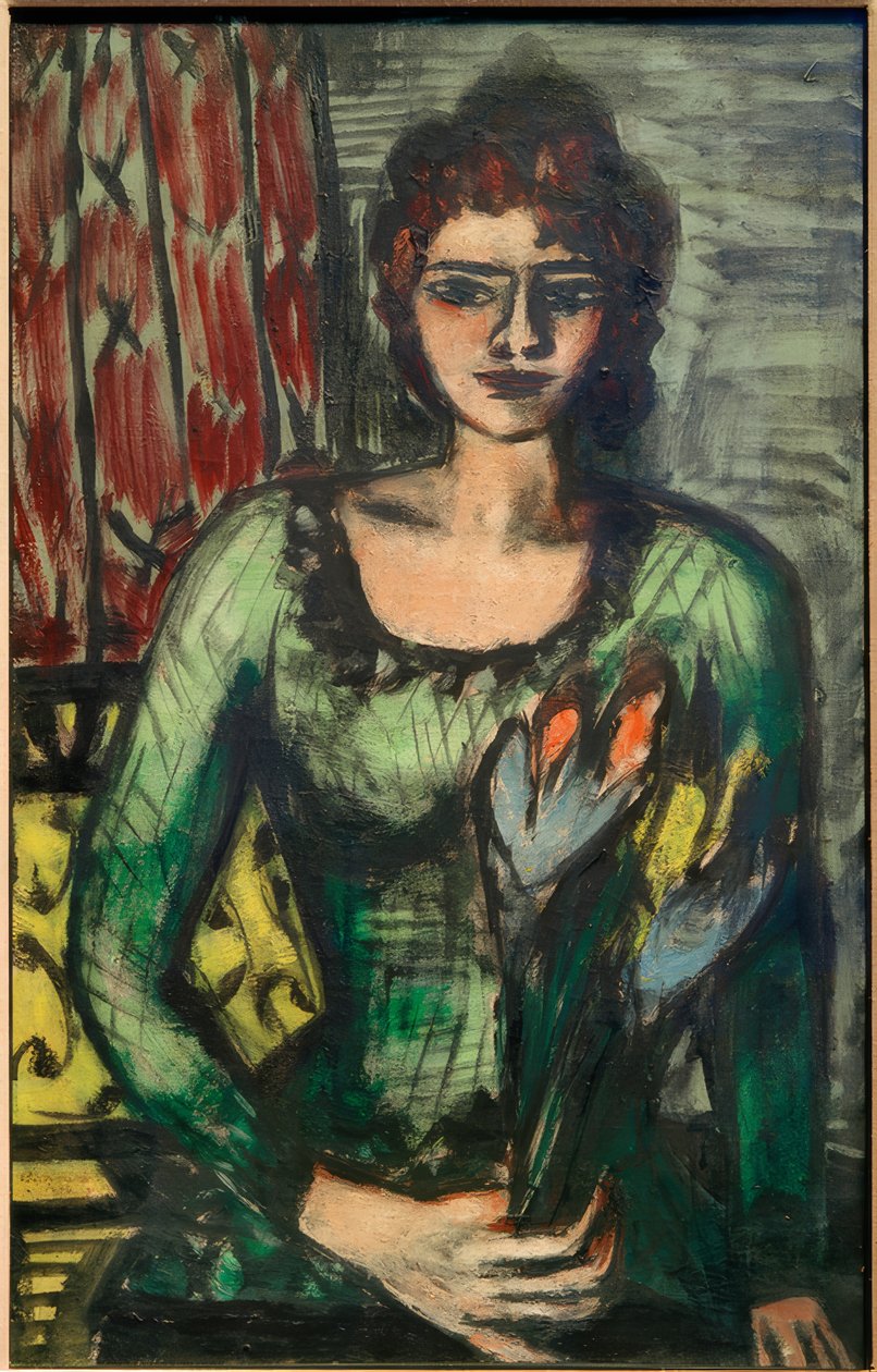 Porträtt av Quappi i den gröna bygeln av Max Beckmann