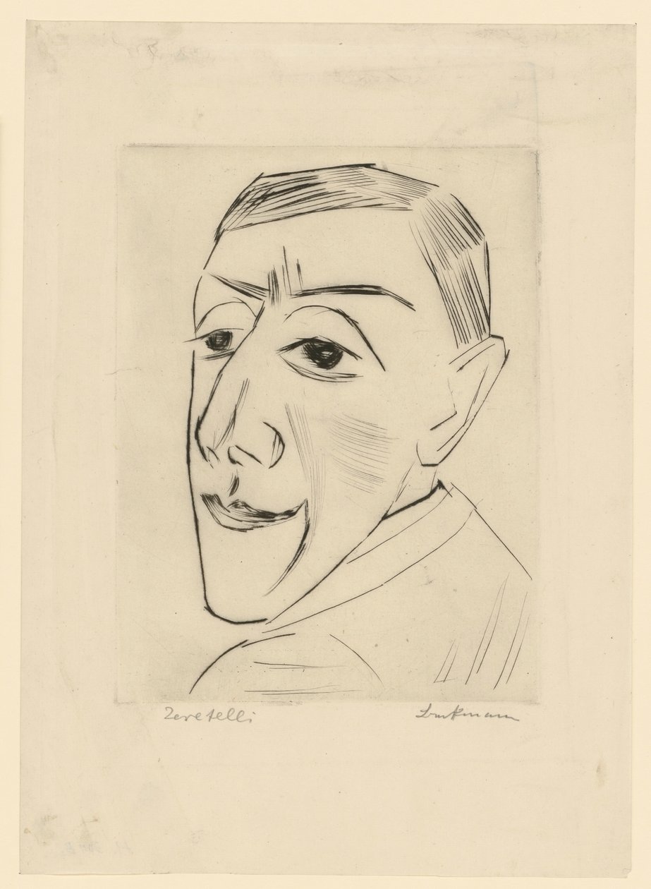 Porträtt av skådespelaren N. M. Zeretelli (blad 4 ur: Den tredje Ganymedes-mappen) av Max Beckmann