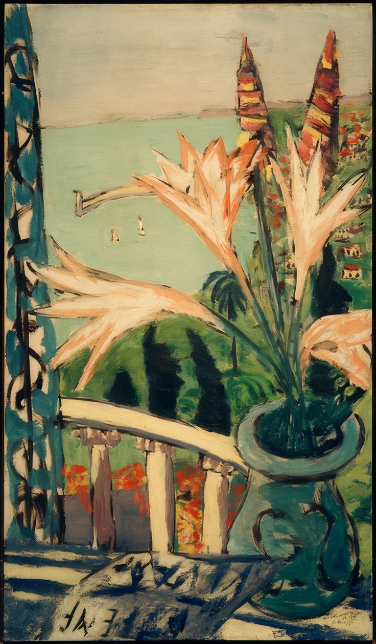 Utsikt över Menton med en liljakruka av Max Beckmann