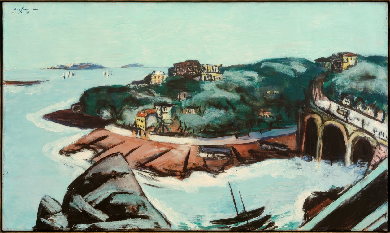 Utsikt över förorter vid havet nära Marseille av Max Beckmann