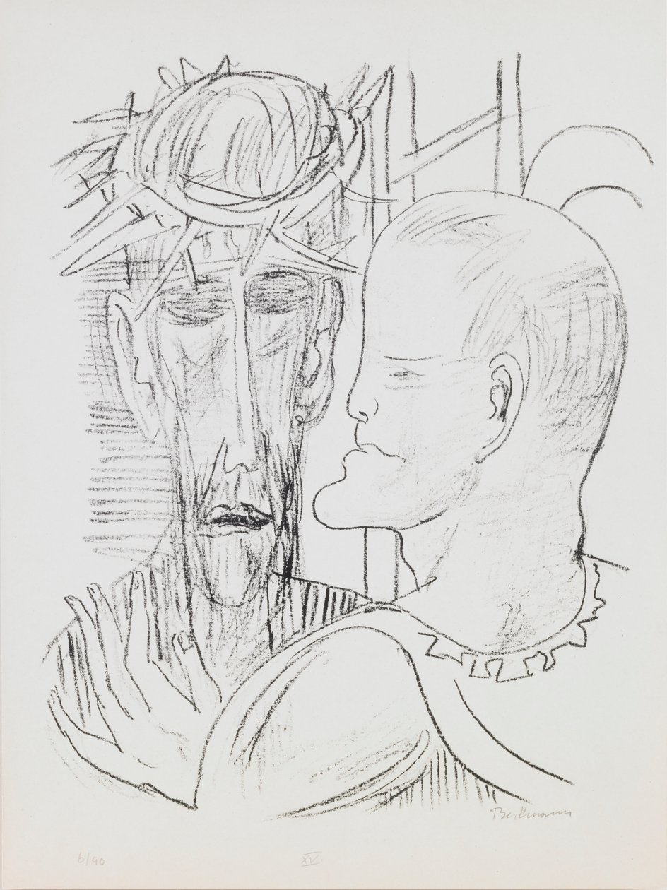 Kristus och Pilatus, tallrik 15 från portföljen "Dag och dröm" av Max Beckmann