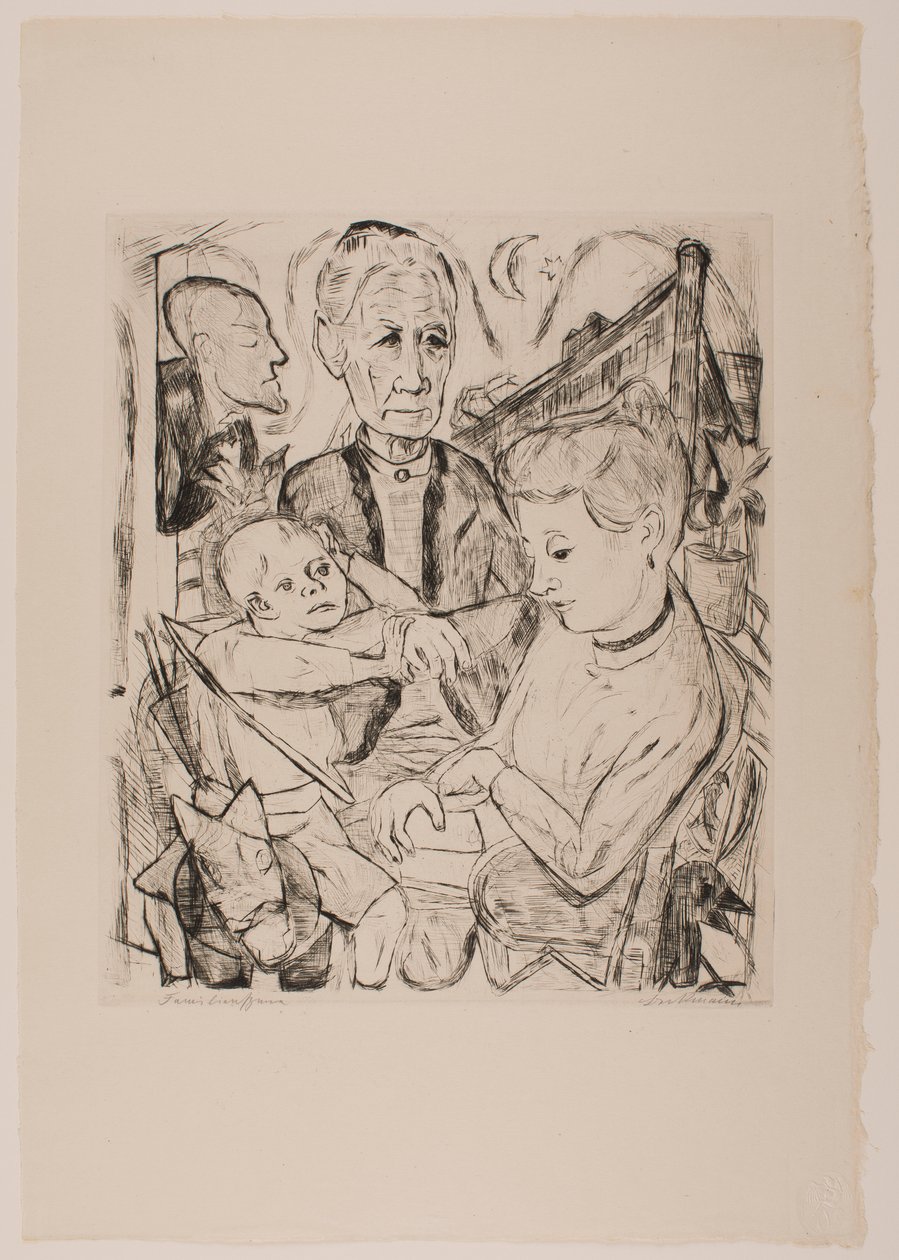 Family Scene (Beckmann Family), tallrik 2 från portföljen "Faces" av Max Beckmann