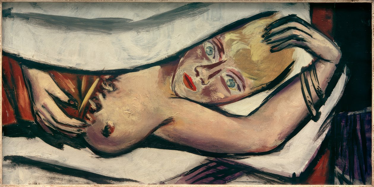 Kvinna i sängen av Max Beckmann