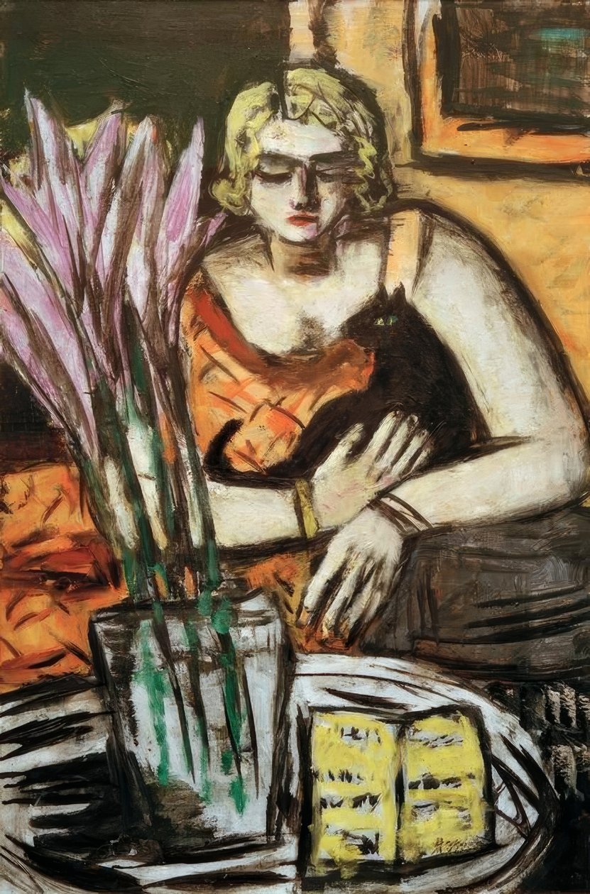 Kvinna med katt av Max Beckmann