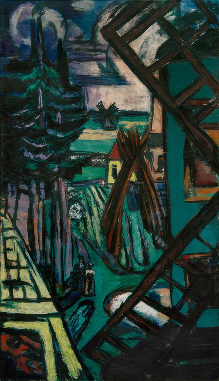 Stort landskap från Laren med väderkvarn av Max Beckmann