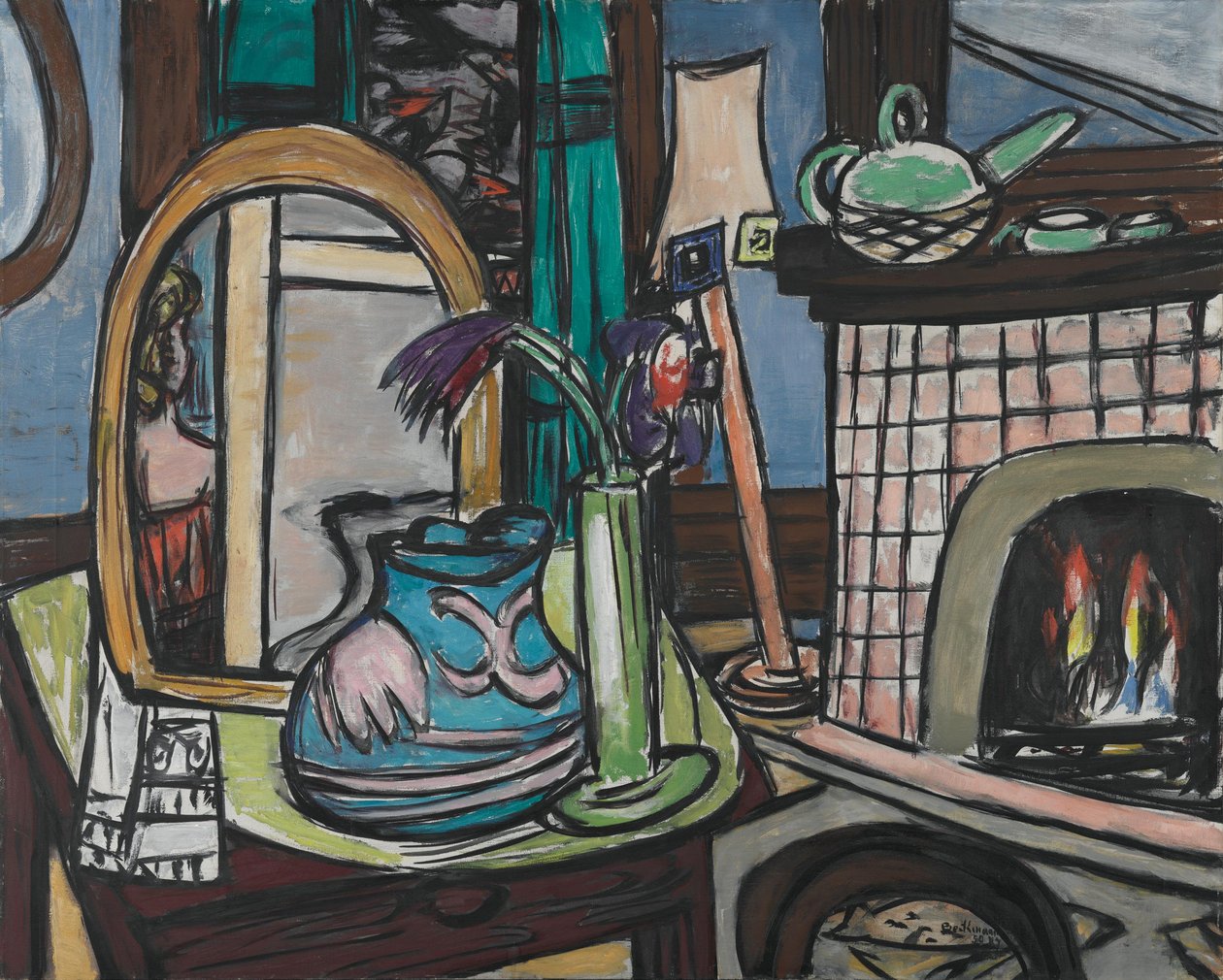 Stort stilleben med duvor av Max Beckmann