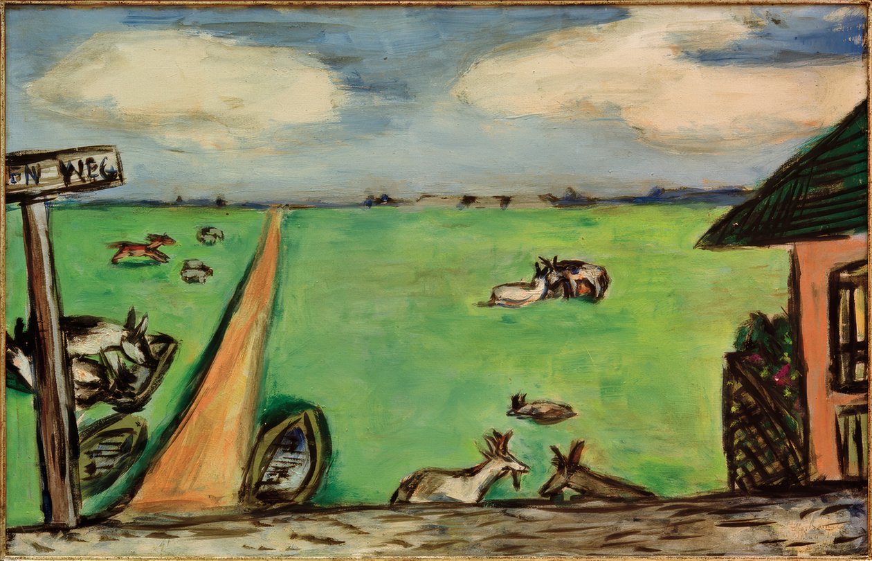 Grön äng med kor av Max Beckmann