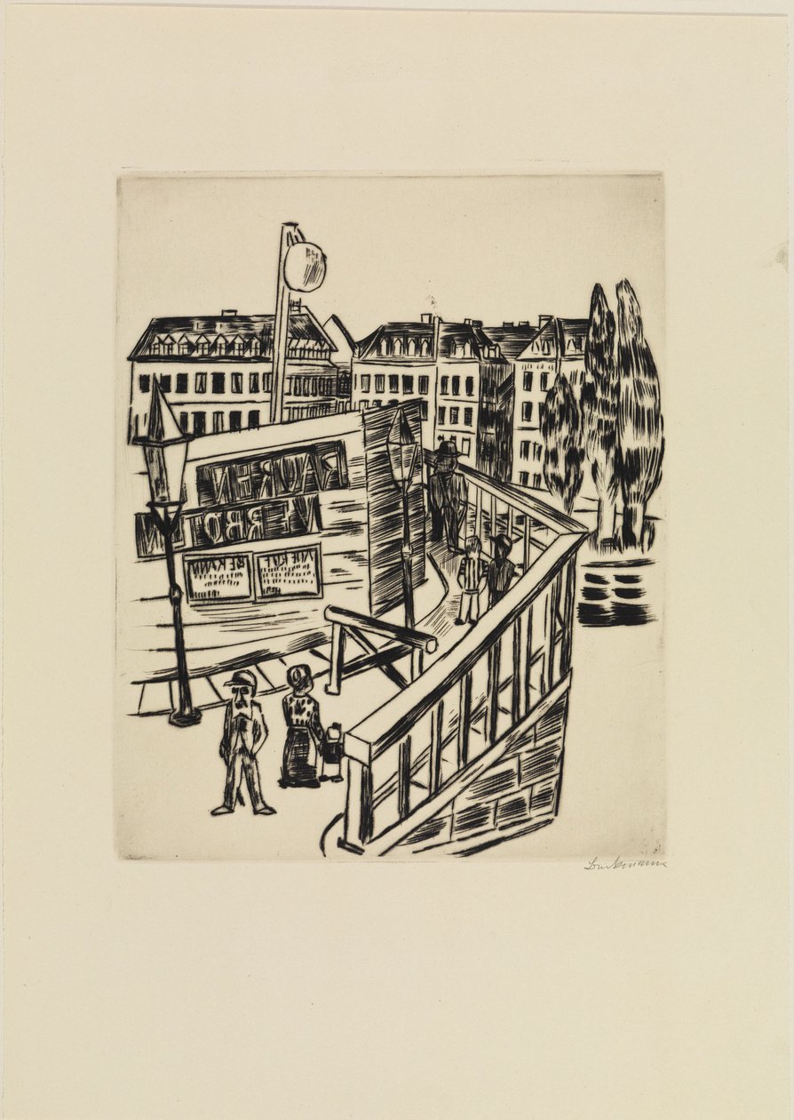 Träbro (Förortsgata) av Max Beckmann