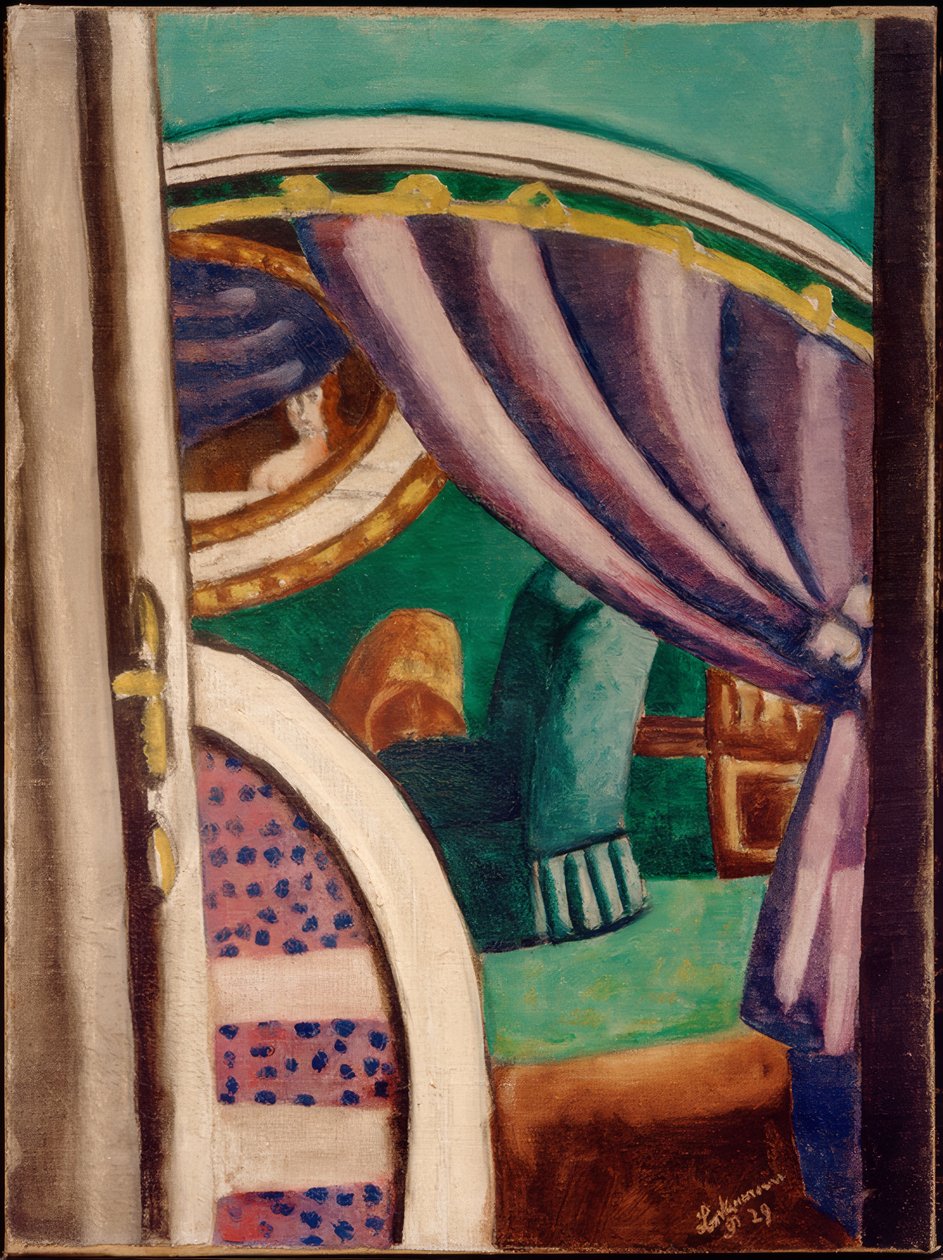 Lila interiör (den gröna fåtöljen) av Max Beckmann