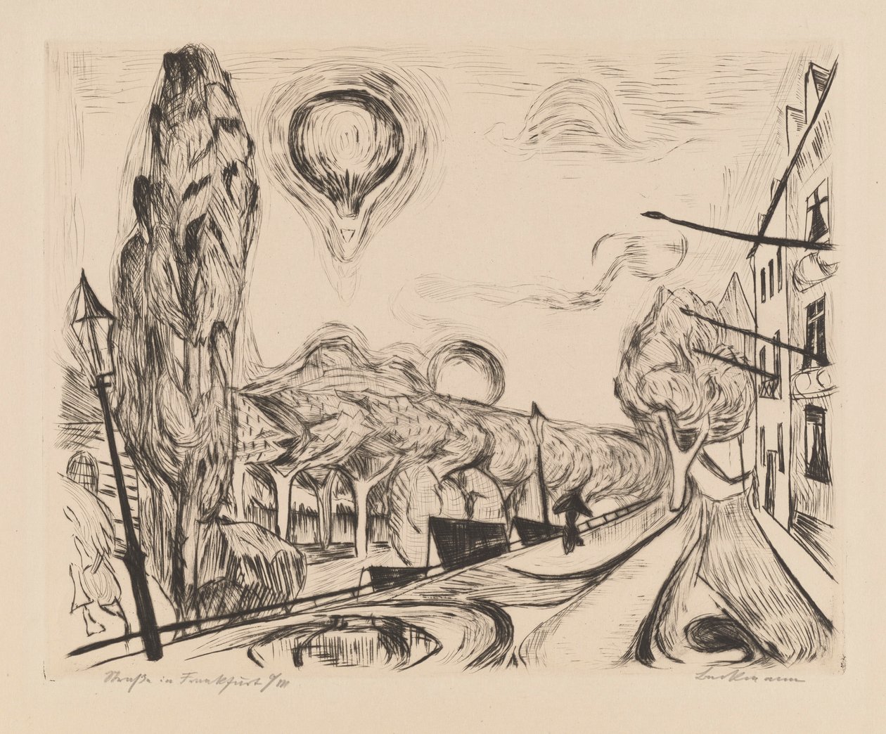 Landskap med ballong av Max Beckmann