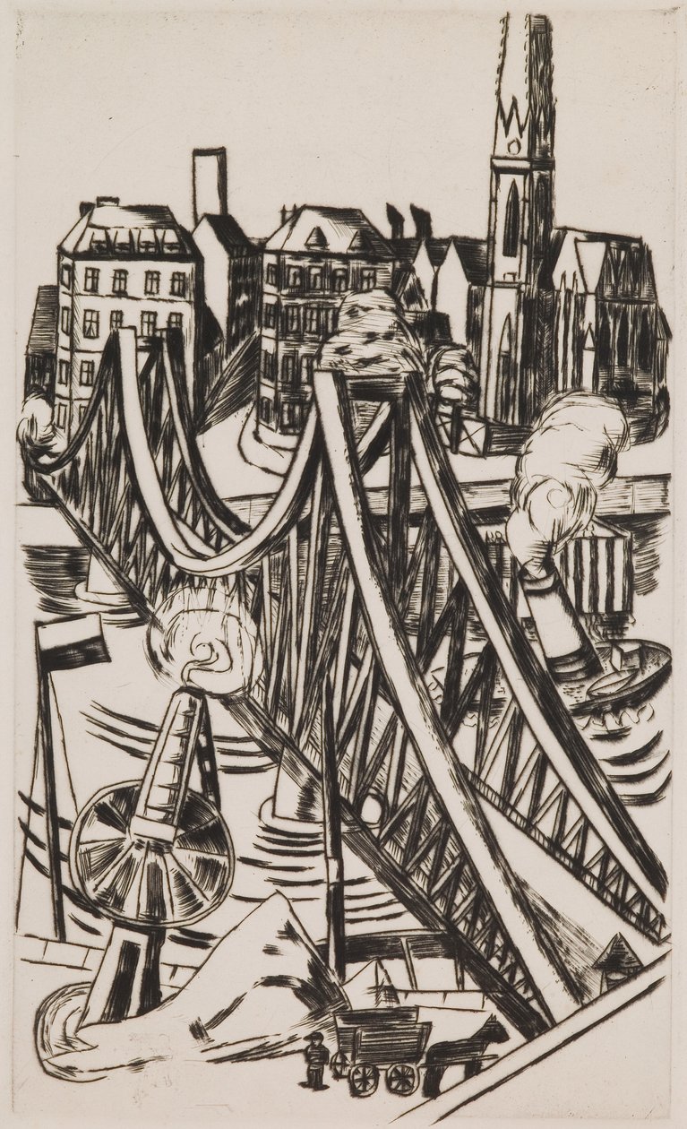 Stor bro ("Eiserner Steg" i Frankfurt am Main) av Max Beckmann