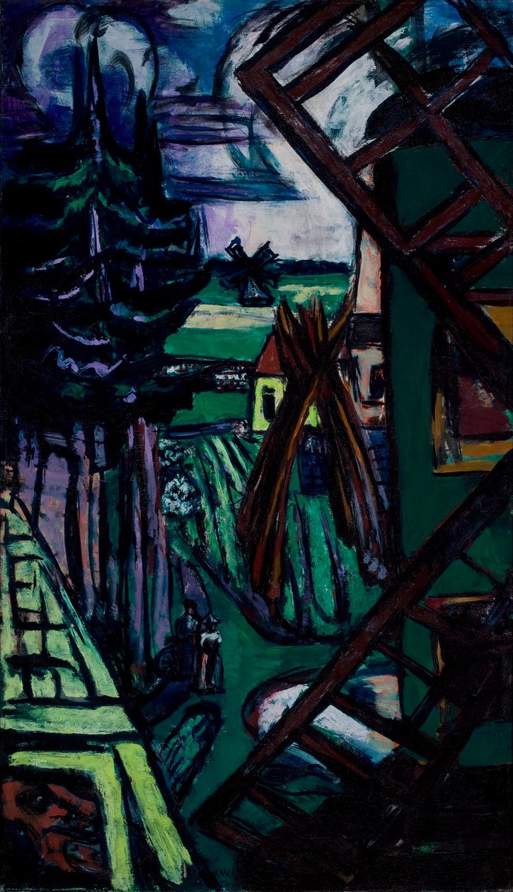 Stort Larenlandskap med väderkvarn av Max Beckmann