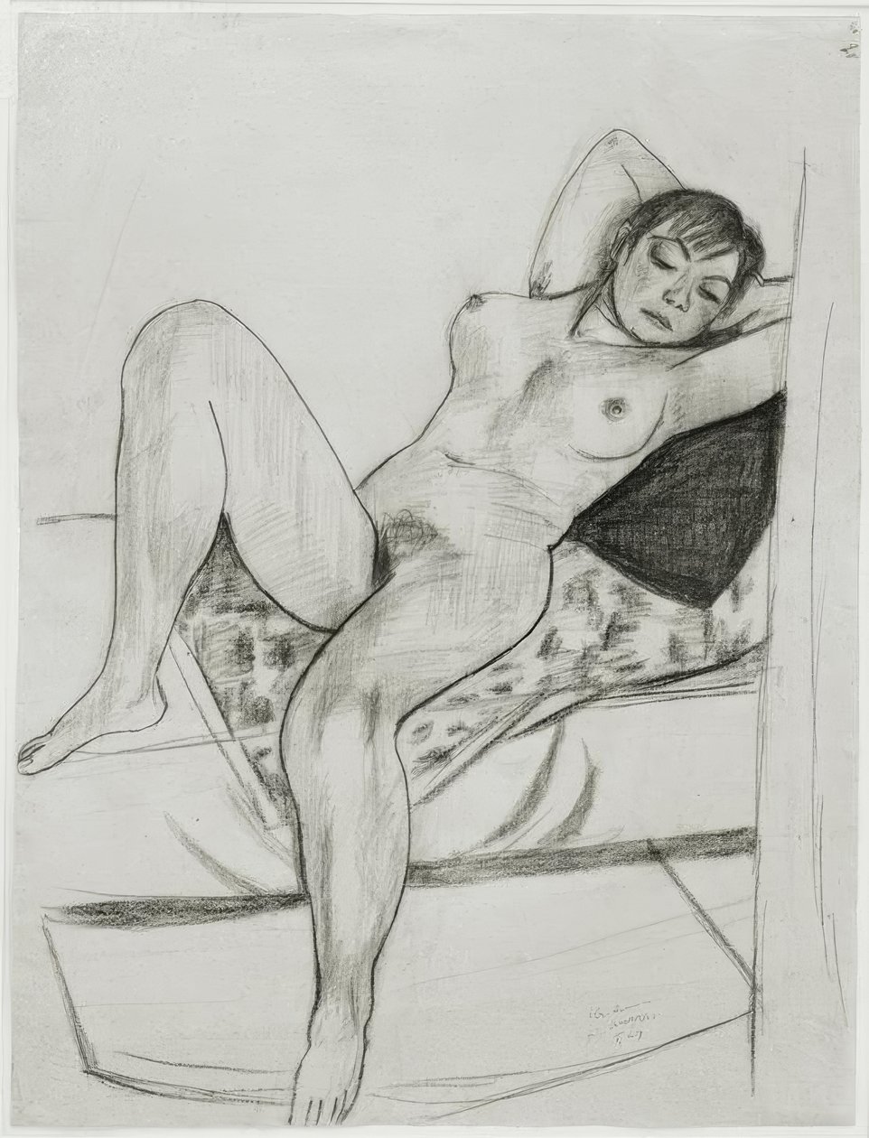 Liggande kvinna naken av Max Beckmann