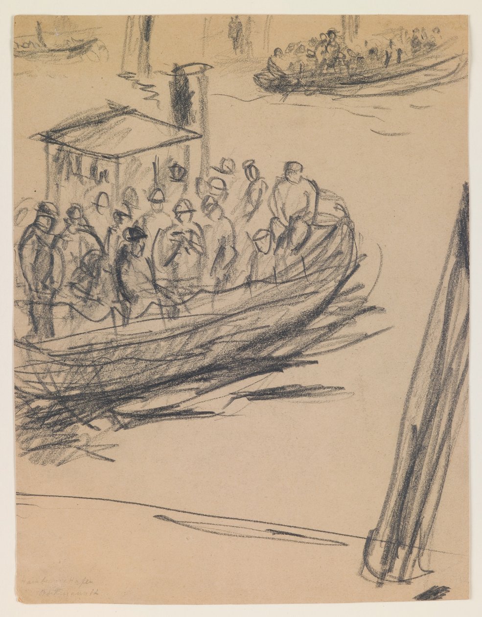 Longboat med hamnarbetare av Max Beckmann