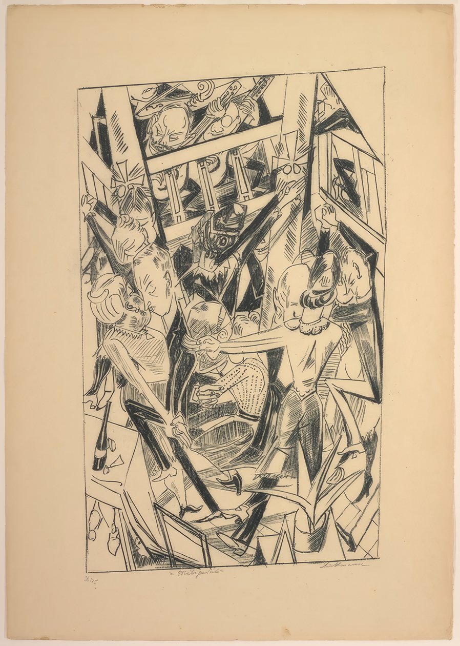Malepartus, tallrik åtta från Die Hölle av Max Beckmann