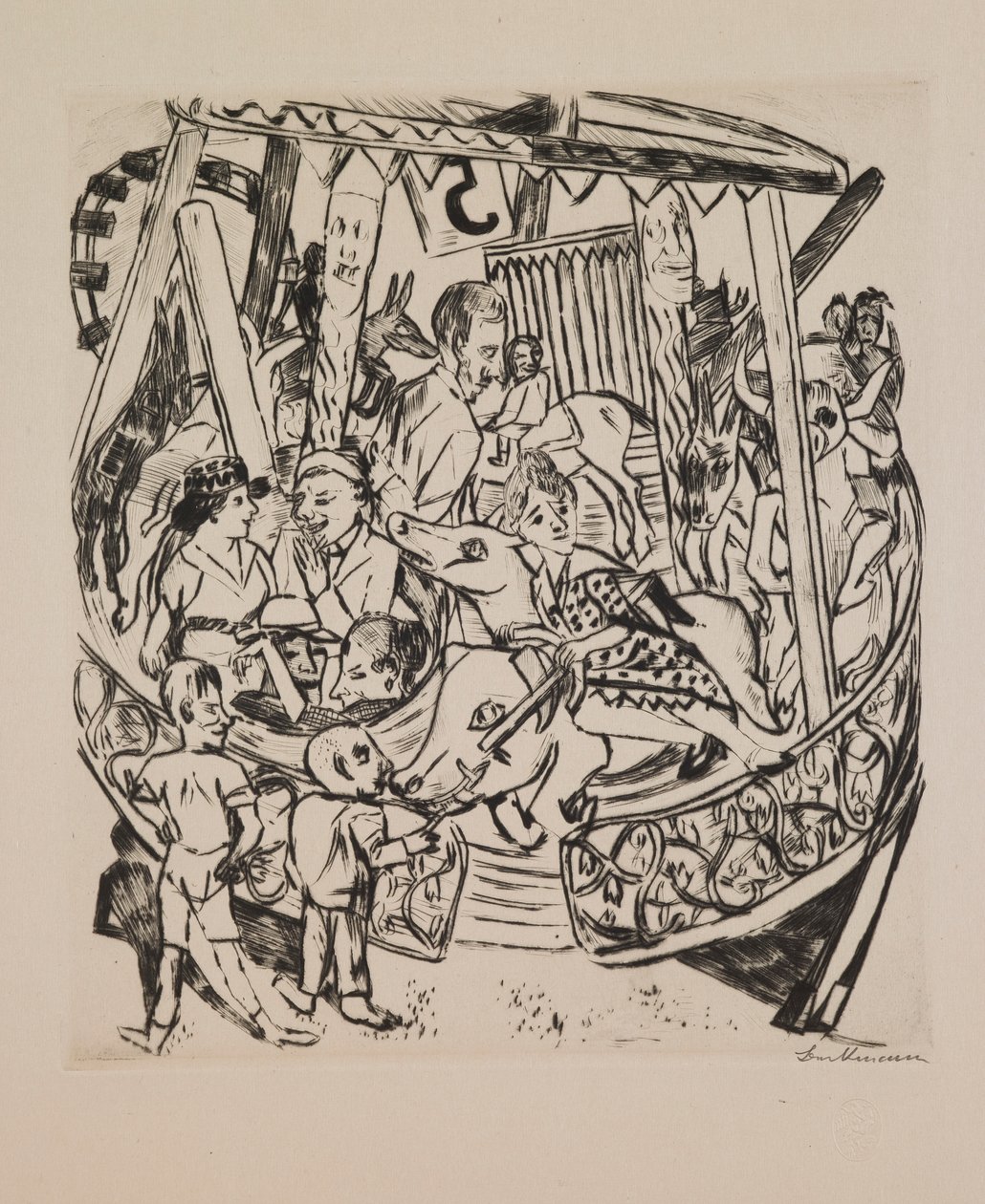 Merry-Go-Round, tallrik 7 från portföljen "Annual Fair" av Max Beckmann