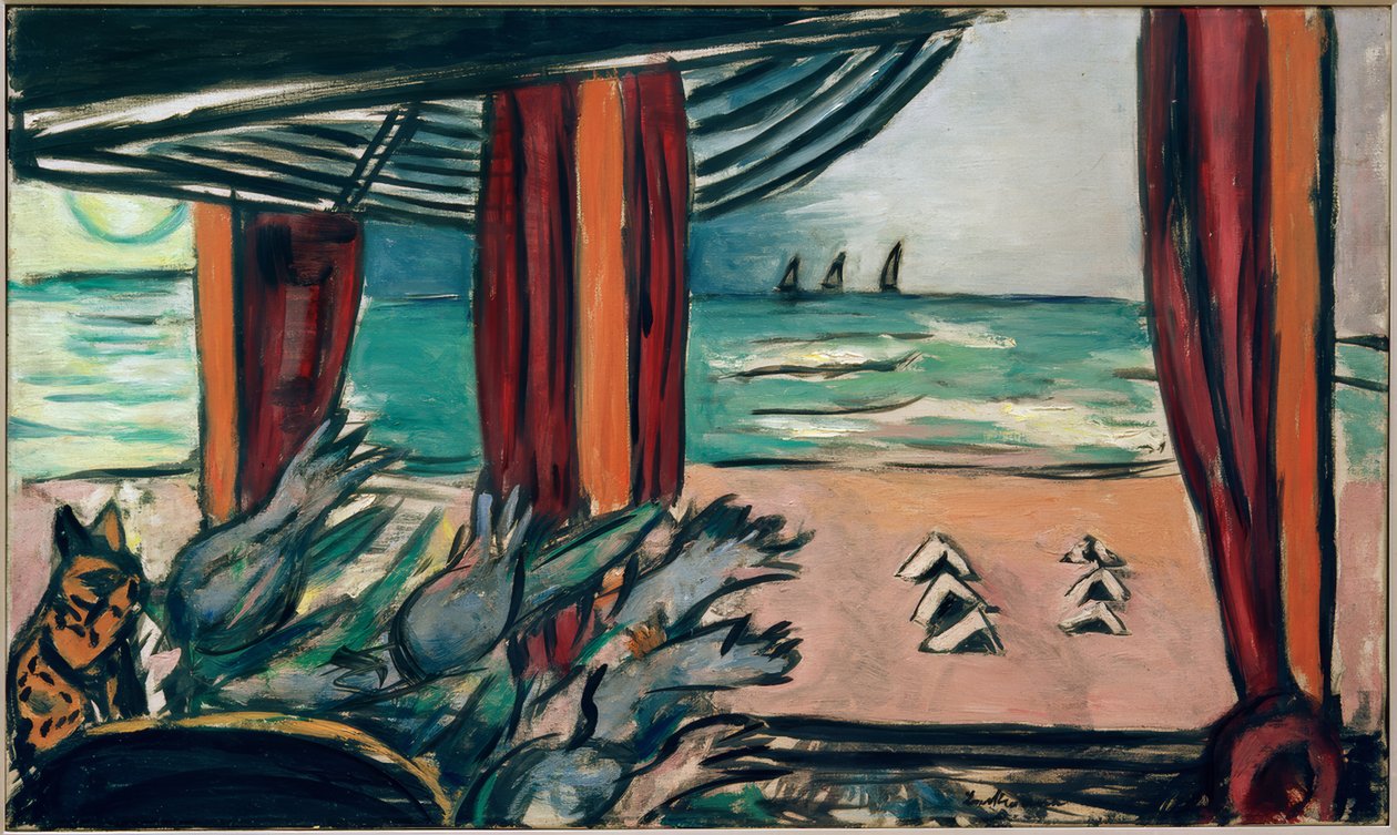 Nordsjölandskap med tält av Max Beckmann