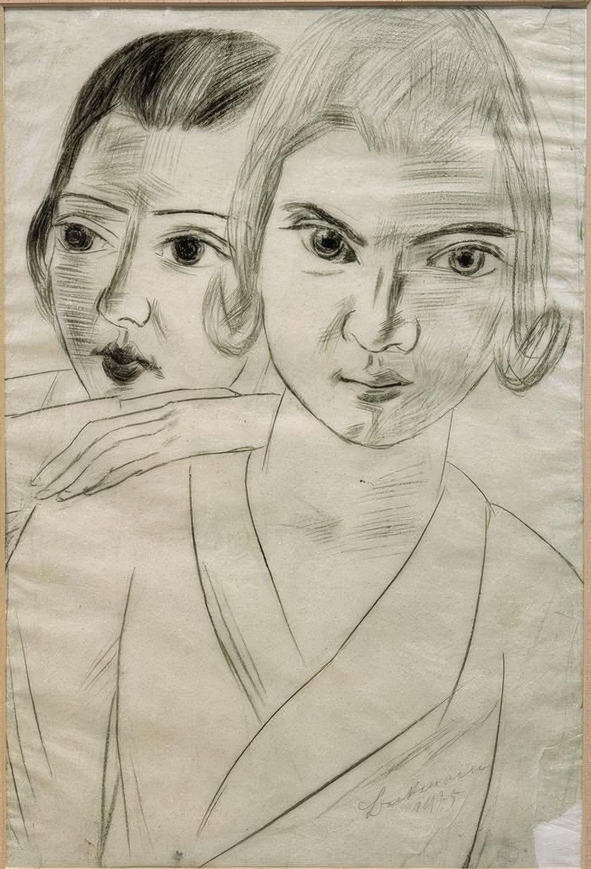 Pizchen och Quappi - dubbelporträtt av Marie-Louise von Motesiczky och Mathilde von Kaulbach av Max Beckmann