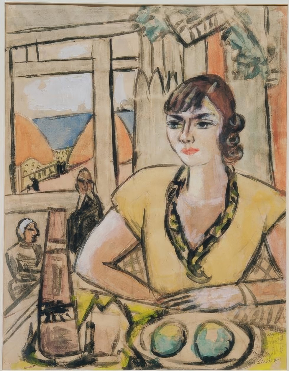 Porträtt av Quappi i strandkaféet av Max Beckmann