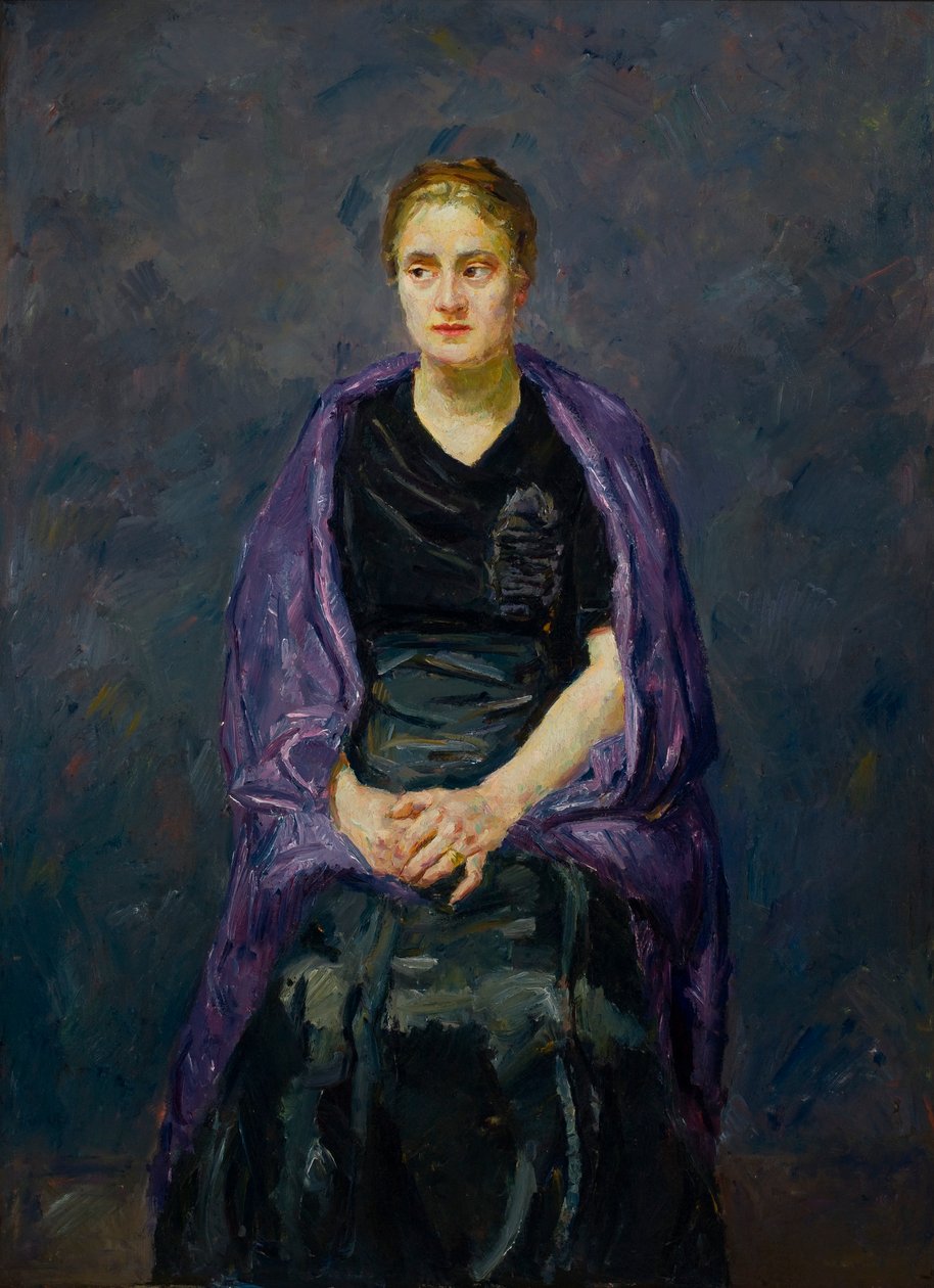 Porträtt av mink med violett sjal av Max Beckmann
