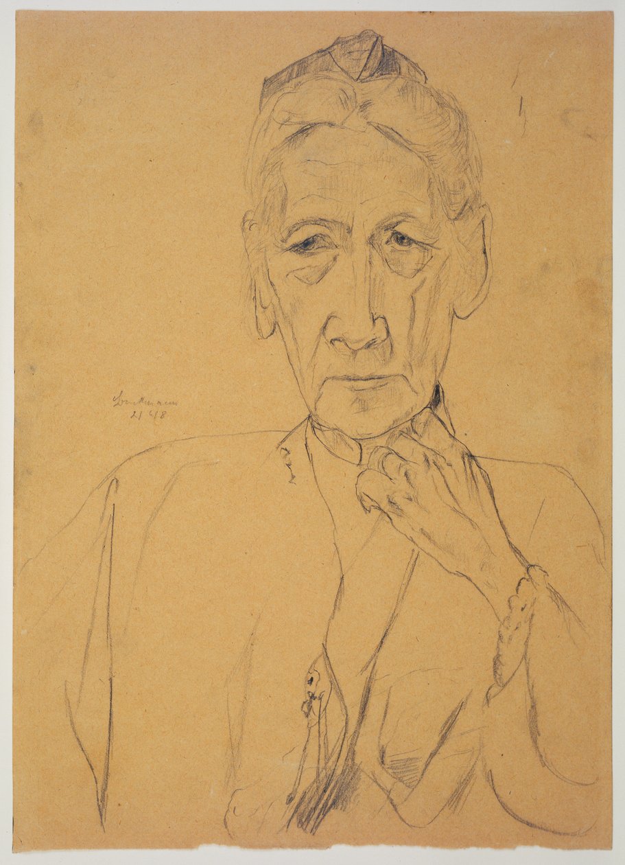 Porträtt av fru Tube som halvfigur, en face av Max Beckmann
