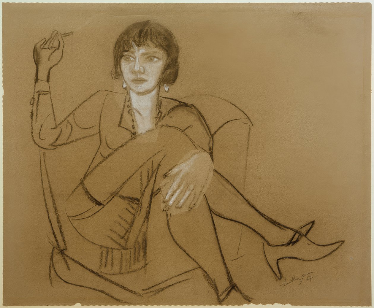Quappi, röker i klubbstolen av Max Beckmann