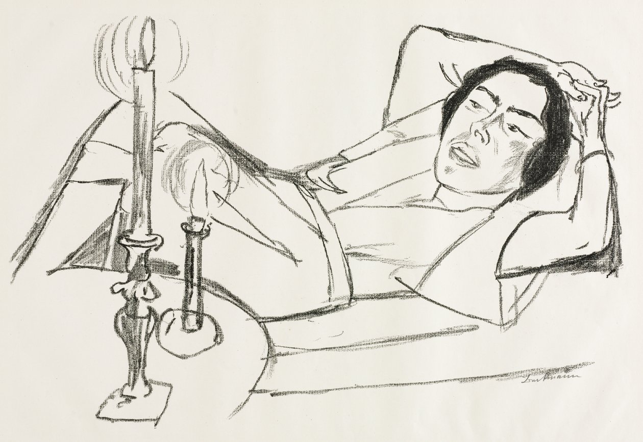 Liggande kvinna (Porträtt av Johanna Loeb) av Max Beckmann