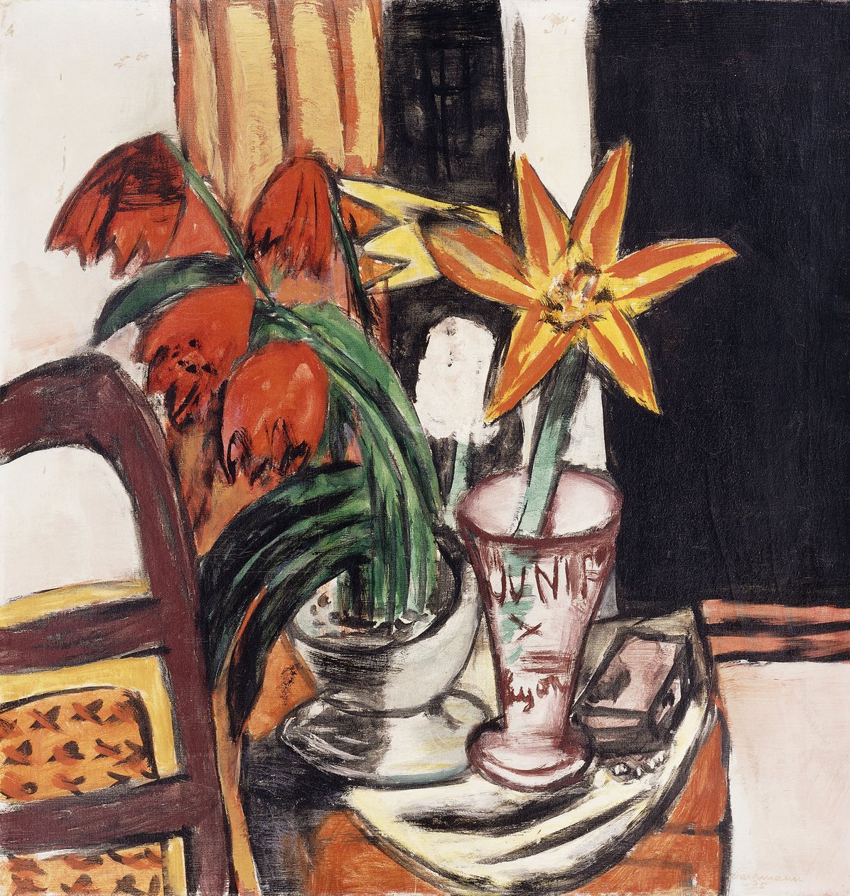 Röda tulpaner och eldliljor; Röda tulpaner och tigerliljor av Max Beckmann
